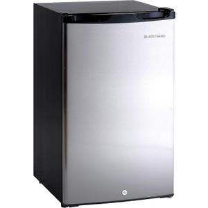 West Bend Mini Fridge Compact Refrigerator for Home Office or Dorm, Auto Defrost with Reversible Door, Energy Star Rated, 4.4-Cu.Ft., Stainless Steel (Metallic)