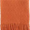 BATTILO HOME Burnt Orange Throw Blanket for Couch, Decorative Fall Throw Blanket with Tassels Halloween Throw Fall Decor, 50"x60"