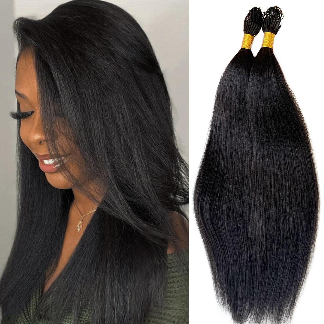 Human Crochet Hair for Black Women Yaki Human Hair Crochet Bundles 14 Inch 50G Pre-Separated Crochet Human Hair Yaki Straight Pre Looped Hair Extensions 50 Strands Natural Black