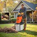MAXLANDER 15-Amp Electric Wood Chipper Shredder with 50L Collection Bin, 1.8-Inch Cutting Diameter for Yard Waste & Branches, Efficient Mulcher for Composting, 15:1 Reduction Ratio