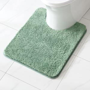 MIULEE Sage Green Toilet Rugs U-ShapedSoft Absorbent Microfiber Bathroom Rugs Non Slip Quick Dry Fluffy Contour Bath Mats for Toilet Base Bathroom Floor, Machine Washable, 20x24 Inch