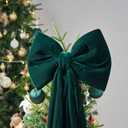 Christmas Decorations - Giant Green Xmas Bow - 70x16 Inch Oversized Red Velvet Christmas Tree Topper - Christmas Ribbon Gift Bow - Indoor/Outdoor Xmas Decor for Home Wreaths/Mantels/Front Door/Wedding