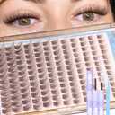 Mavphnee Brown Lash Clusters Kit Natural Eyelash Clusters Dark Brown Eyelash Extensions CC-Curly Pestaas Postizas Wispy Individual Lash Extensions Kit 8-16MM Brown Cluster Lashes 144PCS DIY Lash Kit