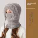 3 in 1 Beanie Hat with Scarf and Mask for Women - Winter Warm Windproof Balaclava, Fleece Lined Ski Mask Set (Gray)