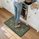 LEEVAN Anti Fatigue Mats for Kitchen Floor Non-Slip, Cushioned Kitchen Mats for Floor 20''x31'', Green Memory Foam Kitchen Mat Set, Waterproof Ergonomic Green Ding Mat for Bar, Office,Desk, Laundry