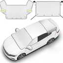 2-Piece Car Windshield Cover Set - All-Weather Front & Rear Protection with Magnetic Edges and Side Mirror Covers for Cars, Trucks, SUVs - Fits Most Vehicles(with Front Window,Silver)