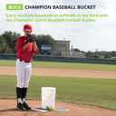 Champion Sports 6 Gallon Bucket with Padded Soft Seat Lid - Durable Construction - Balls Not Included - Ideal for Baseball, Softball, T-Ball, Practice Balls, and Lacrosse White