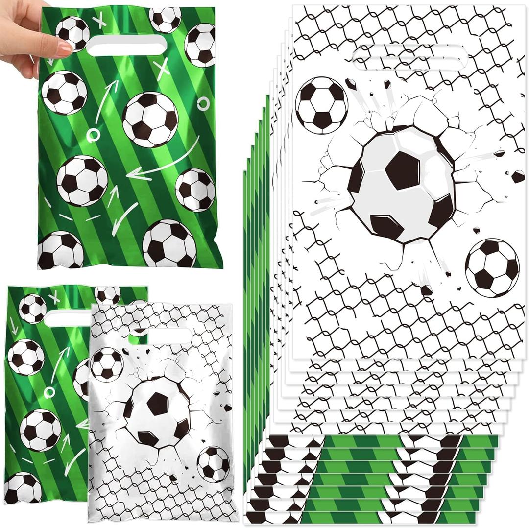 3 x Soccer Goodie Bags 50Pcs Soccer Treat Candy Bags Plastic Party Favor Bags for Soccer Bag Soccer Theme Gift Bag Football Party Supplies Birthday Party Decorations