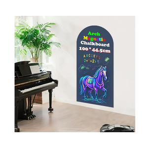 Magnetic Arch Wall Decal (31,5"×39,5" ) Chalkboard Contact Paper Peel and Stick Self Adhesive Magnetic Wall Board Sticker with 36 Magnet Letters for Kid Chalk Board Wallpaper Roll (Dusty Blue)