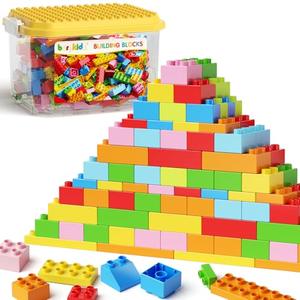 burgkidz 150PCS Jumbo Building Blocks with Clear Storage Box & Baseplate Lid - STEM Educational Toys for Toddlers 3+ Years, Compatible with Major Building Systems
