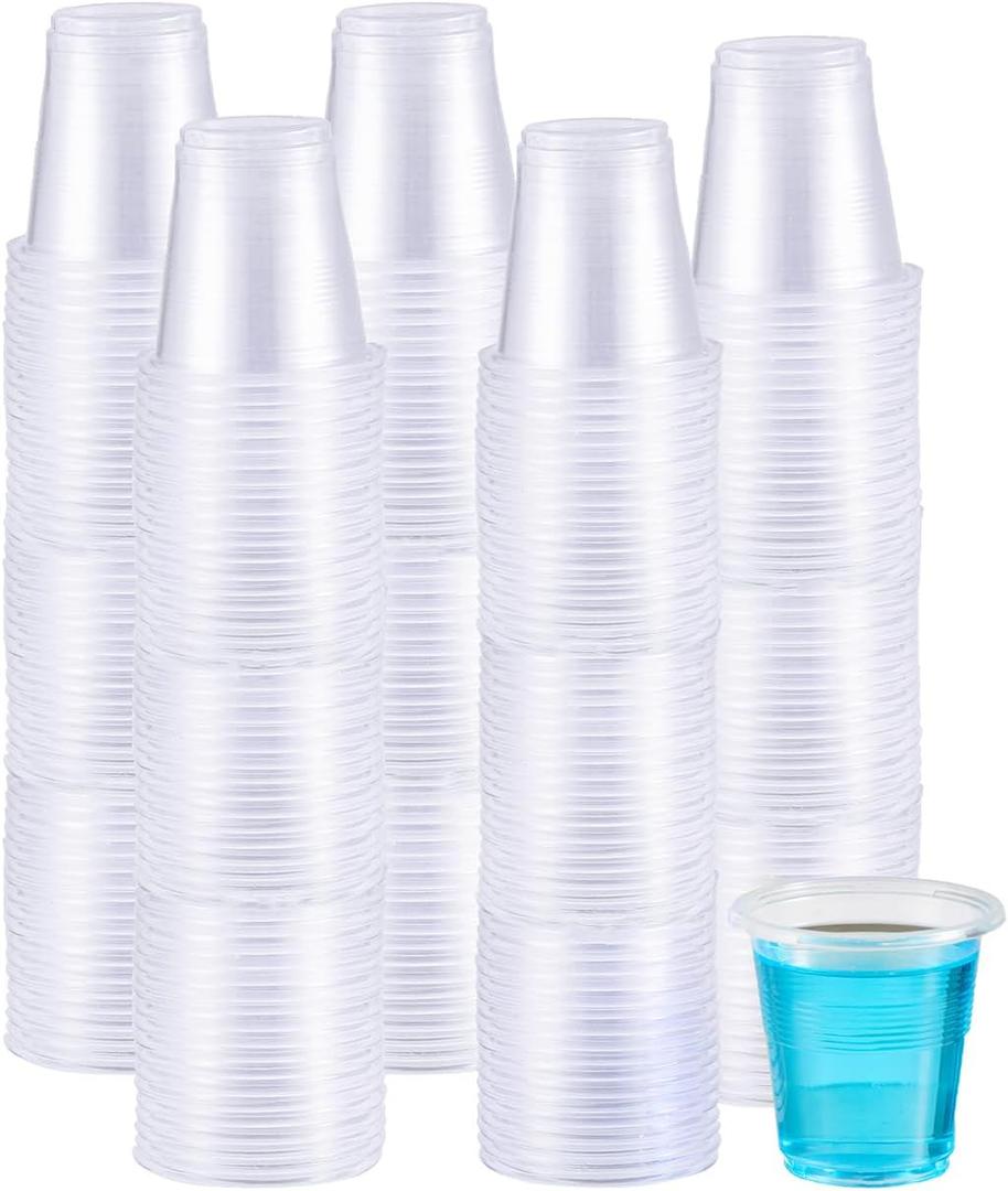 Jaluxing 500 Pack 3.5 OZ Clear Plastic Cups, Small Disposable Mouthwash 3.5 Ounce Bathroom Cups (Formerly FULING)