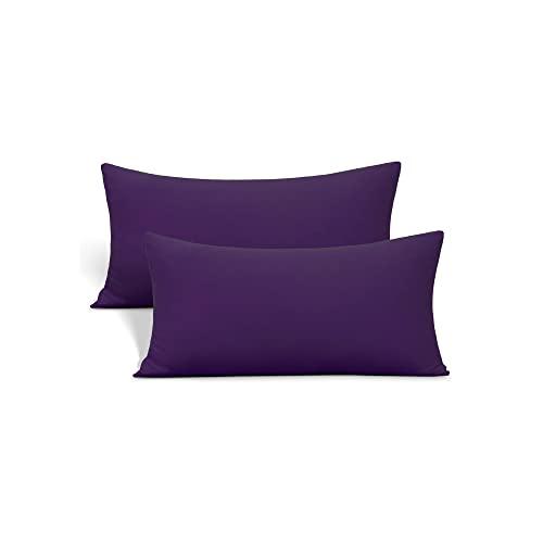 Jersey Knit Small Pillowcases - Mini Pillow Cases for Travel or Toddler Pillows Sized 12x16, 13x18 or 14x20, Ultra Soft Envelope, Microfiber, Set of 2, Purple