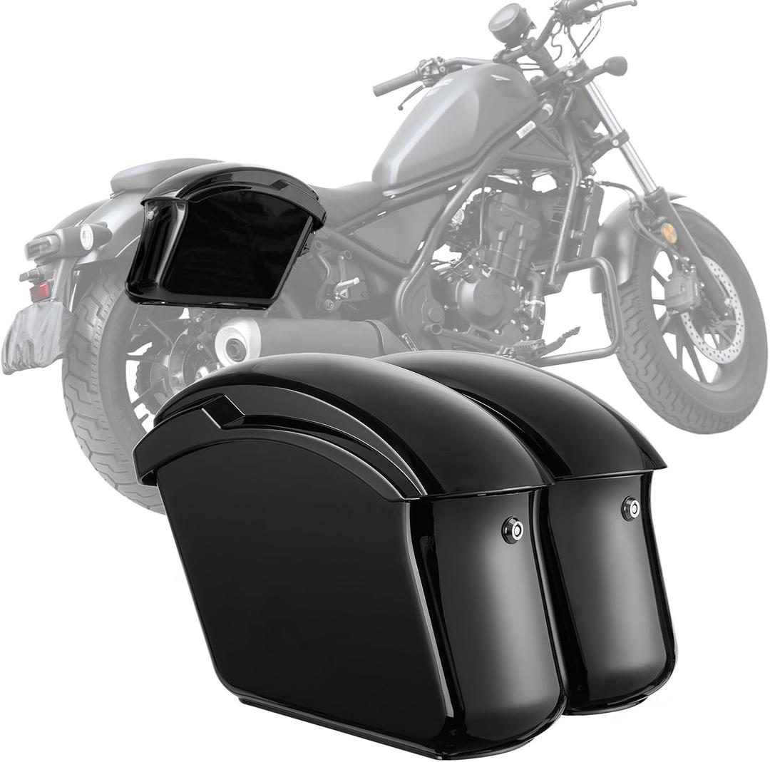 KEMIMOTO Upgraded Hard Saddlebags Impact-resistant 22L with Secure Locking Waterproof Saddle Bags Compatible with Cruiser Dyna Softail Cruiser CM300 Rebel Shadow Vulcan