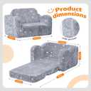 MeMoreCool Glow-in-the-Dark Dinosaur Kids Couch, 2-in-1 Foldable Kids Couch and Sofa Chair for Playroom Nursery, Soft Foam Fold Out Lounger for Boys Ages 1-3, Washable Cover, Gray | Reading, Lounging, 16.5"D x 25.6"W x 15.7"H