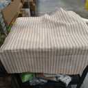 jinchan Striped Linen Kitchen Curtains 30 Inches Length Tier Curtains Farmhouse Modern Cafe Style Small Window Treatments Airy Light Filtering Rod Pocket for Living Room Bathroom 2 Panels Tan