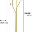 JIAYUEJU Heavy Duty Coat Rack Tree-shaped Metal Freestanding Coat Tree with Sturdy Marble Base Corner Coat Rack for Bedroom Entryway Hallway 14.96 x 10.24 x 68.9 Inches (Gold)
