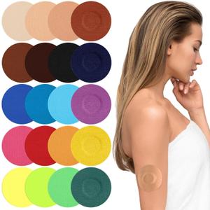 Timgle 100 Pack Freestyle Sensor Covers Waterproof Adhesive Patches Sweatproof Bandages Pre Cut Adhesive Tape for Continuous Glucose Monitor Protection CGM, Multi Color, Round