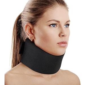 Soft Foam Neck Brace Universal Cervical Collar, Adjustable Neck Support Brace for Sleeping - Relieves Neck Pain and Spine Pressure, Neck Collar After Whiplash or Injury(Black 2.5" Depth Collar, M)