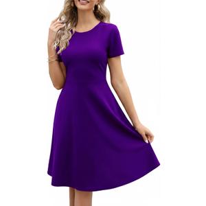 Women's Elegant Vintage Summer Casual Dresses 2026 Floral Print Work Party A-Line Dress with Pockets 262 (L)