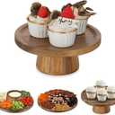 NUPTIO Wood Cake Stand Cupcake Stand: Small Round Cake Display Holder 7.6 Inch Pastry Stands Muffin Snack Platter for Kitchen Wedding Reception Bakery Baby Shower Graduation Dessert Table- 6 Inch Cake