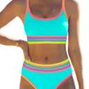 popvil High Waisted Bikini Sets for Women Neon 2 Piece Swimsuit 2026 Full Coverage Adjustable Straps Bathing Suit (Medium, Blue)