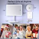 FUNTOUCH Large Makeup Vanity Mirror with Lights, 4500mAh Rechargeable Lighted Desk Makeup Mirror with 96 LED Lights and 10x Magnifying Mirror, 3 Color Lighting with Phone Holder,White