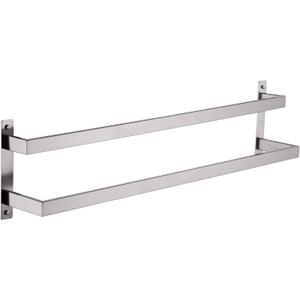 KOKOSIRI Bath Towel Bars 32 Inches Bathroom 2-Tiers Ladder Towel Rails Towel Holders Wall Mounted Towels Shelves Rack Brushed Stainless Steel, B5008BR-L32