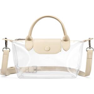 BOSTANTEN Clear Bag for Stadium Approved Small Crossbody Purse Handbags for Concerts Sports Events (A01-nude)