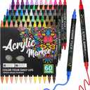 60 Colors Dual Tip Acrylic Paint Pens, Fine Tip & Dot Tip Acrylic Paint Markers, Water-Based Permanent Paint Pens for Rock Painting, Canvas, Glass, Ceramic, Wood, DIY Craft Art Supplies