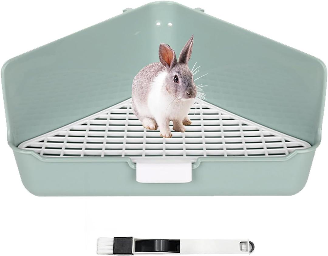 Rabbit Litter Box Large Bunny Corner Toilet Box Potty Trainer for Hamster Guinea Pig Ferret Rat Chinchialla Cage Pan 13.4 x 10.2 x 7.1