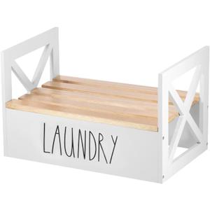 Detergent Holder for Laundry Room, Wood Soap and Liquid Detergent Dispenser Holder, Easy Assembly Laundry Station Organizer Stand for Laundry Room Organization and Storage (White,1)