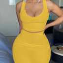 Nimsruc 2 Piece Outfits for Women Sexy Bodycon Skirt Set Summer Casual Matching Sets (Yellow, S)