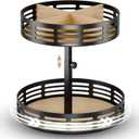 Lazy Susan Organizer,4 Adjustable Heights Lazy Susan Turntable for Cabinet,2-Tier Snack Organizer for Pantry Shelf,Rotating Spice Rack,Wood Condiment Seasoning Organizer for Spices, Makeup,Snack