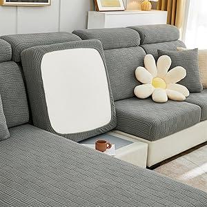 ele ELEOPTION Pouf Cover Couch Furniture Protector Slipcover for Living Room (28x26 inch Grey)