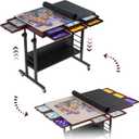 Tektalk 2000 Piece Foldable Puzzle Board with Height Adjustment, Jigsaw Puzzle Table with 2 Felt Cover & 8 Sorting Trays/Drawers, Puzzle Easel with Legs, Enclosed with 4 Roller Wheels - Black