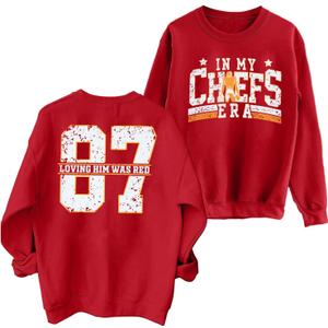MNLYBABY Football Sweatshirt Women Game Day Sweatshirts in My Game day Era 87 Graphic Long Sleeve Tops (Red, L)