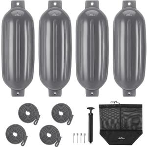 Affordura Boat Fender 4 Pack Boat Bumpers Fenders with 4 Ropes, Boat Bumpers for Pontoon Boat Fenders Inflatable