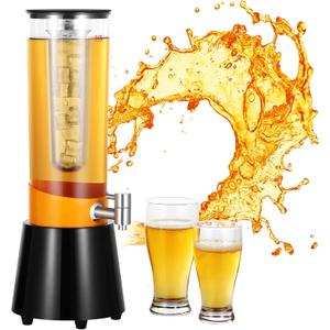 3-Liter Drink Dispenser Tower, 105fl oz Beverage Dispenser with Removable Ice Tube, Tabletop Drink Mimosa Dispenser (105fl oz / 3L)