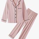 Kids Pajamas Sets Girls Boys Long Sleeve Sleepwear 2 Piece Lounge Sets Modal Button Down Pjs Set  Size 9-10 Years