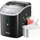 Silonn Nugget Ice Maker Countertop, Portable Pellet Ice Machine with Self-Cleaning Function, Sonic Ice Maker Produces 33lbs of Chewable Ice in 24 Hours, Ideal for Home Kitchen and Office, Black