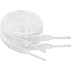 2 Pair Flat Shoe Laces for Sneakers Colorful Athletic Shoelaces Running Shoes Boot Strings for Kids Adults (59inch(150cm), White)