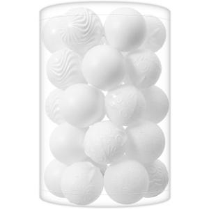 34ct White Christmas Ball Ornaments Shatterproof Plastic Christmas Tree Decorations for Xmas Party Home Office Holiday Decor -Medium Size (2.36"/ 60mm)