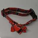 ADOGGYGO Christmas Dog Collar with Detachable Floral, Adjustable Red Green Plaid Christmas Floral Collars for Large Dogs (Large)