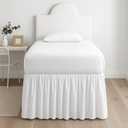 Premium Microfiber College Dorm Room Bed Skirt Twin XL 39" x 80", Extended 36" Drop, Split Corner Dust Ruffle, Wrinkle Resistant Durable Easy Care, White Solid