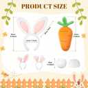Crowye 3 Pcs Bunny Costume Set Plush Bunny Ear Headband Rabbit Tail Carrot for Women Adults Halloween Cosplay Party