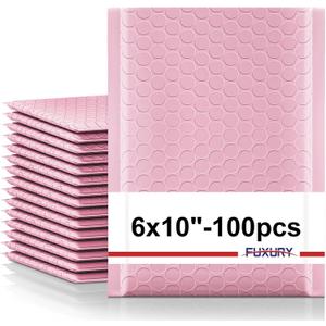 Fuxury Bubble Mailers 6x10" 100 Pack Light Pink Padded Envelopes Usable Size 6x9" Self Seal Mailing Envelopes Bubble Padded Shipping Bags for Mailing,Packaging, Small Business, Boutique
