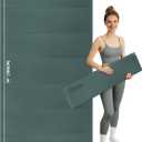 Large Yoga Mat, 74"x47.2" Extra Wide & Long Foldable Yoga Mat, 0.4" Thick Folding Yoga Mat, 2-Person Workout Mat for Home Gym, Extra Large Non-Slip Fitness Mat for HIIT, Yoga, Stretching, Portable Design for Easy Storage (Deep green+Gray)