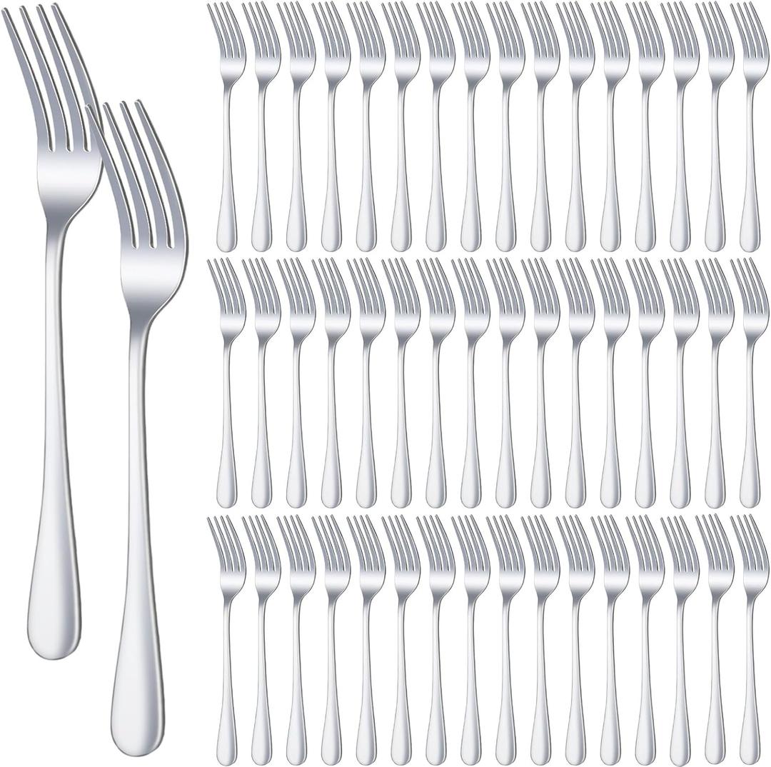 48 Pcs Dinner Stainless Steel Forks Set 7.5 Inch Silverware Forks Bulk Metal Salad Mirror Polished Forks for Dessert, Home, Kitchen, Restaurant