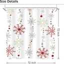 Christmas Shower Curtain 72Wx72L Inch Winter Snowflake Merry Xmas Cute Snow Bathroom Set Red Grey Snowflakes Happy New Year Snowy Holiday Kids Bath Curtain Bathtub Accessories Home Decor