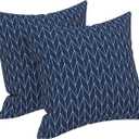 LVTXIII Outdoor/Indoor Pillow Covers ONLY, Square Throw Pillow Covers, Modern Cushion Cases for Sofa Patio Couch Decoration 18 x 18 Inch, Pack of 2, Herringbone Navy